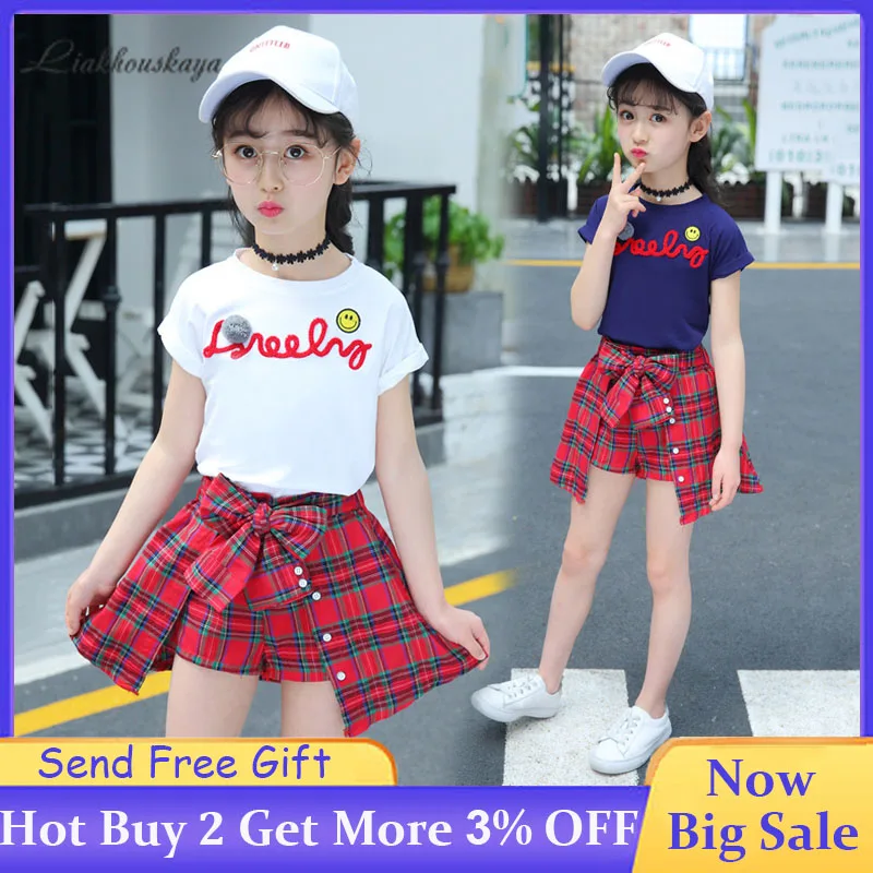 Комплект детской одежды для девочек летняя новинка хлопковая Футболка с