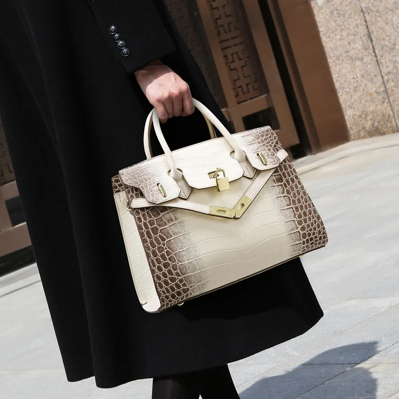 

Роскошная брендовая дамская сумочка из 100% натуральной кожи в западном стиле, новинка 2022, сумка-мессенджер через плечо с крокодиловым узором