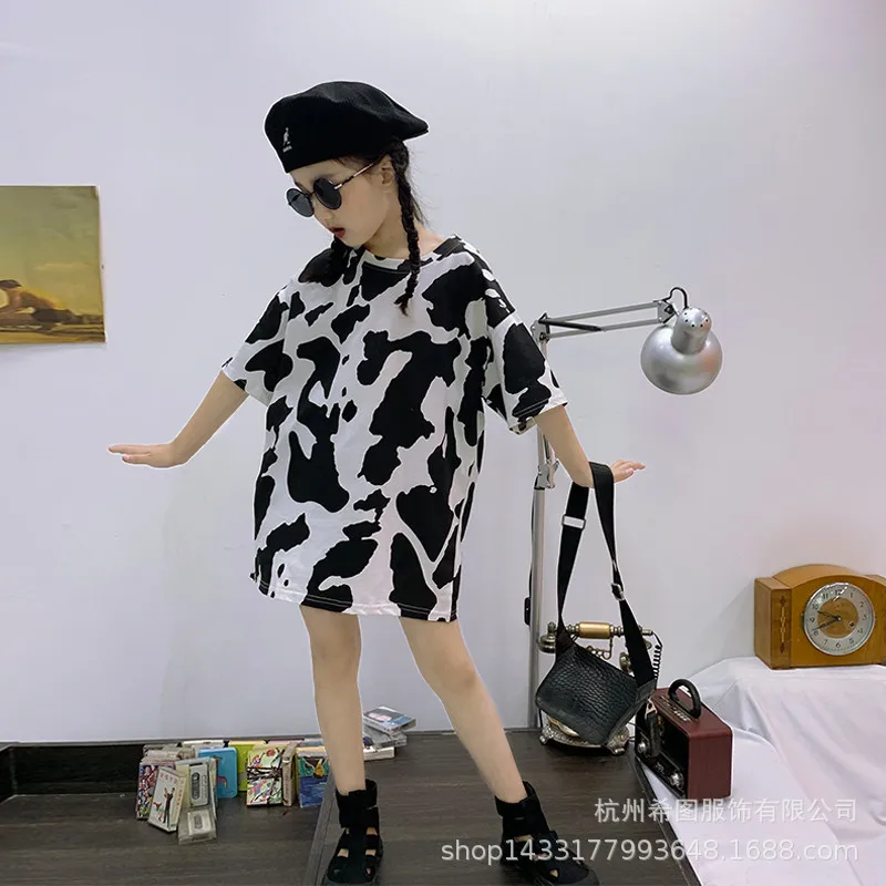 Новинка лета 2020 футболка для девочек корейское повседневное длинное