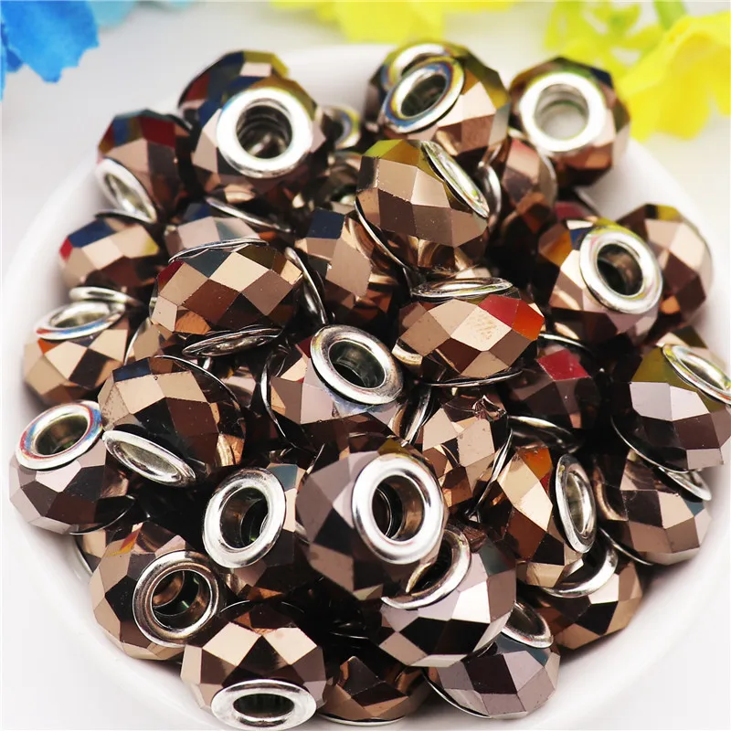10 шт. Новые блестящие граненые Стеклянные европейские бусины с крупным