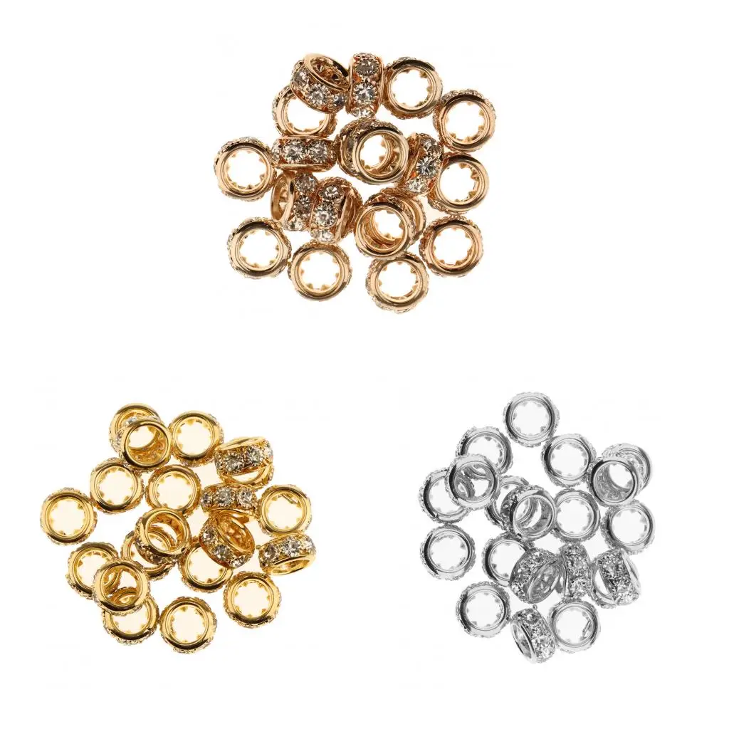 

20Pcs Crystal Rhinestone Spacer Beads Women Decoration Charm Jewelry Bracelet DIY Accessory