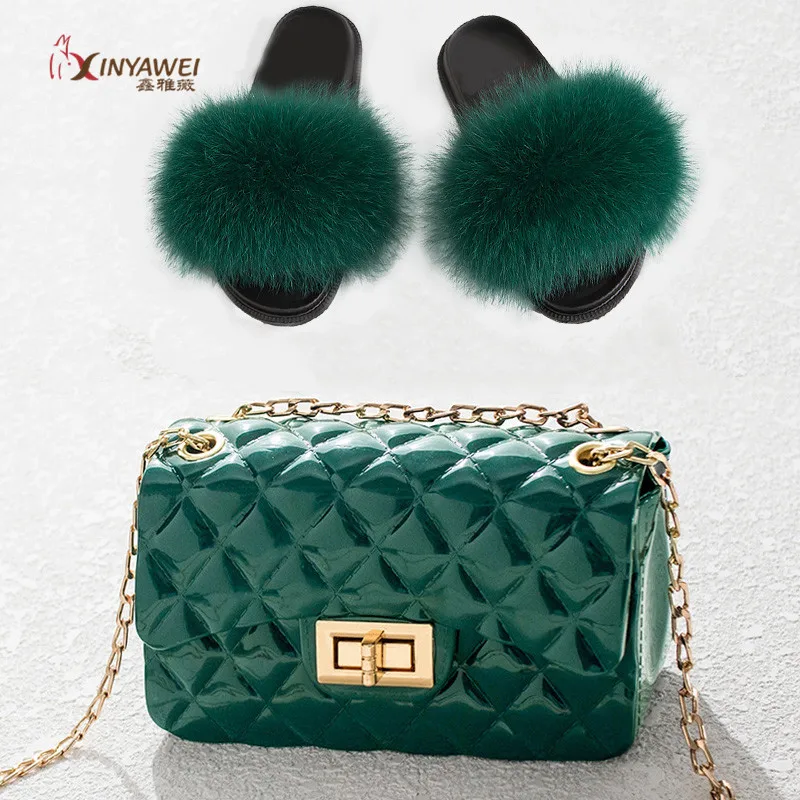 Женские шлепанцы из 100% натурального Лисьего меха радужная обувь милые меховые