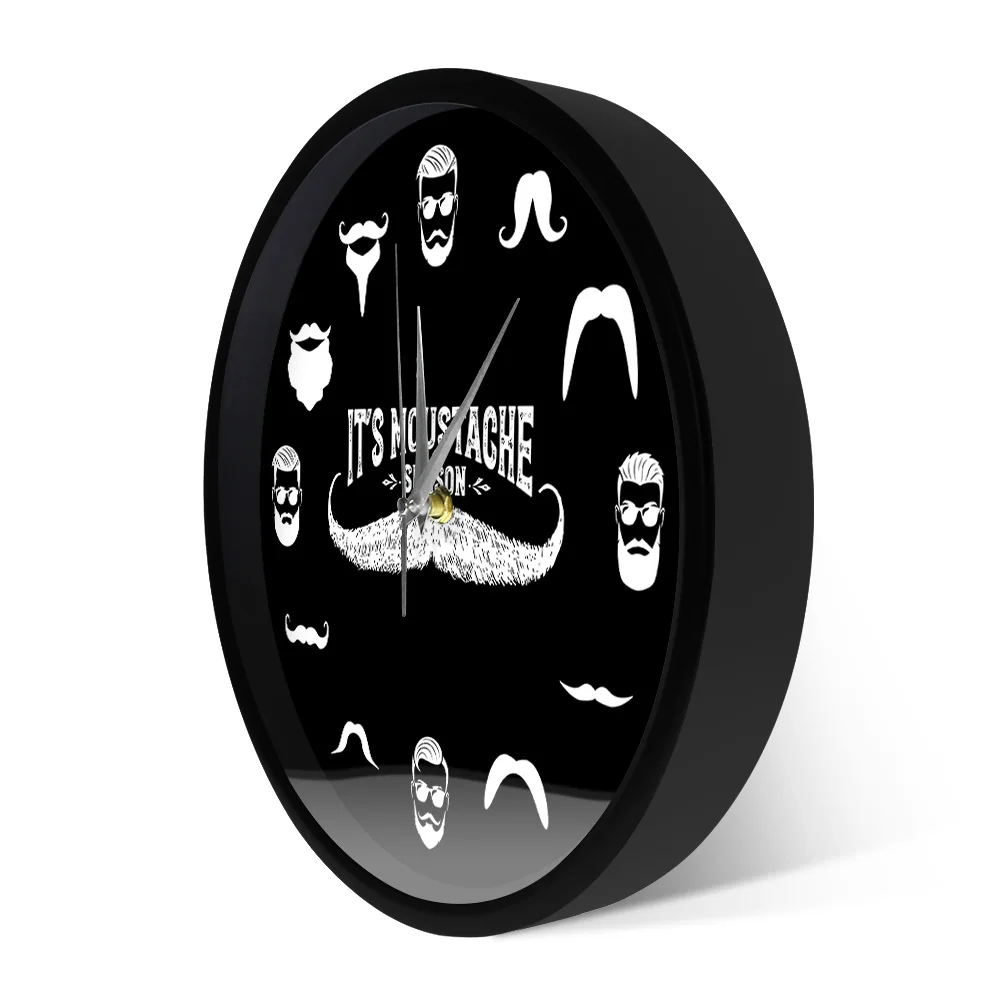 Забавные настенные часы Hipster для мужчин бороды и усов парикмахерские