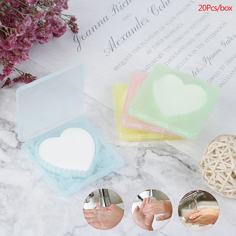 20 листов/коробка Портативный одноразовое мыло Бумага коробка ручная стирка