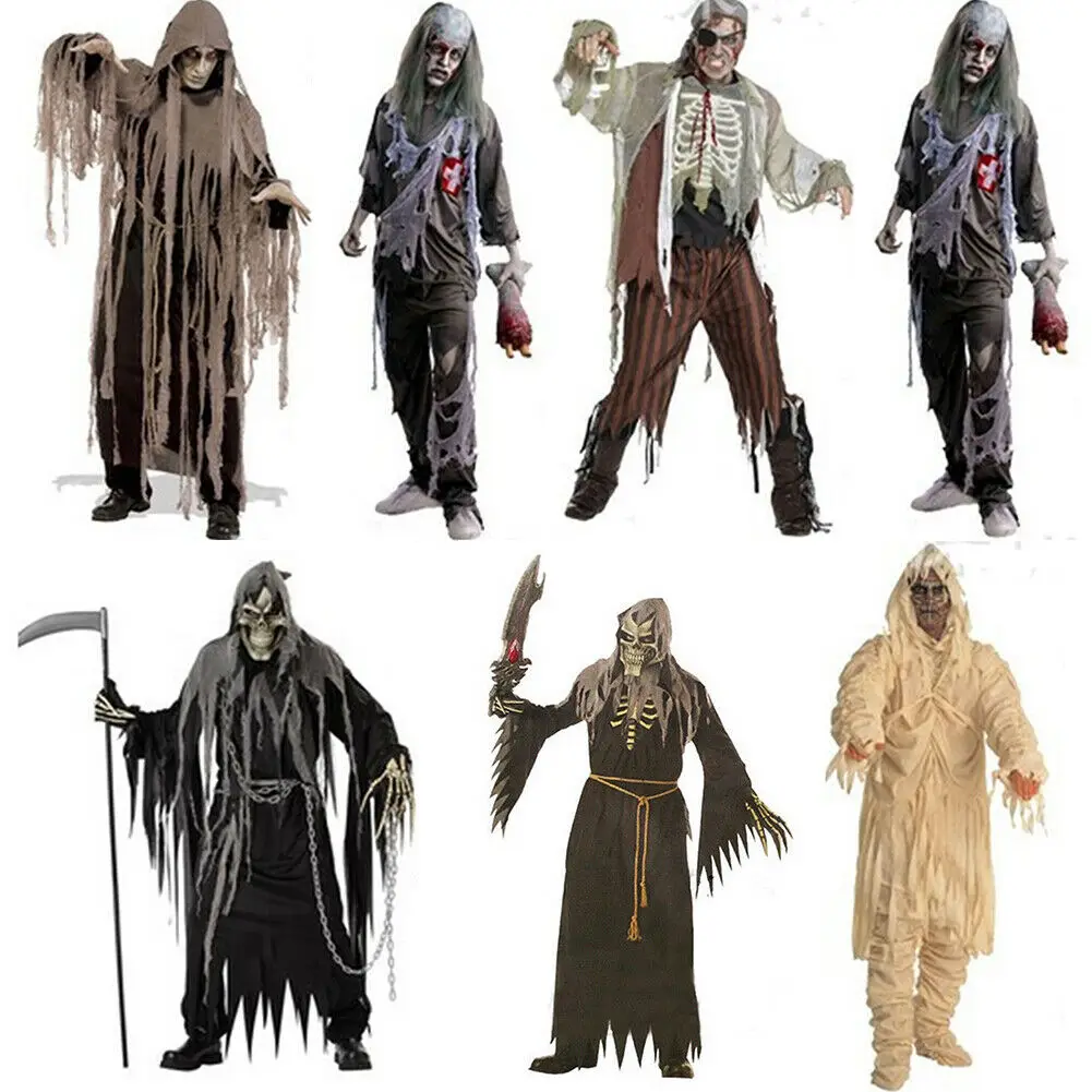 Adults Halloween Complete Zombie+Mask Fancy Dress Horror Costume Mens Cosplay Outfits Party Mens Fancy Dress Costume