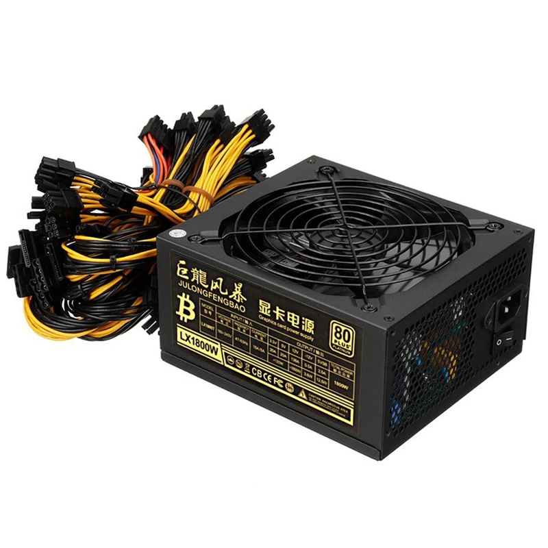 

Computer Power Supply Multi-Channel 1800W Fan Silent Power Supply Support 8 Graphics Card Servers Bitcoin Miner Tools