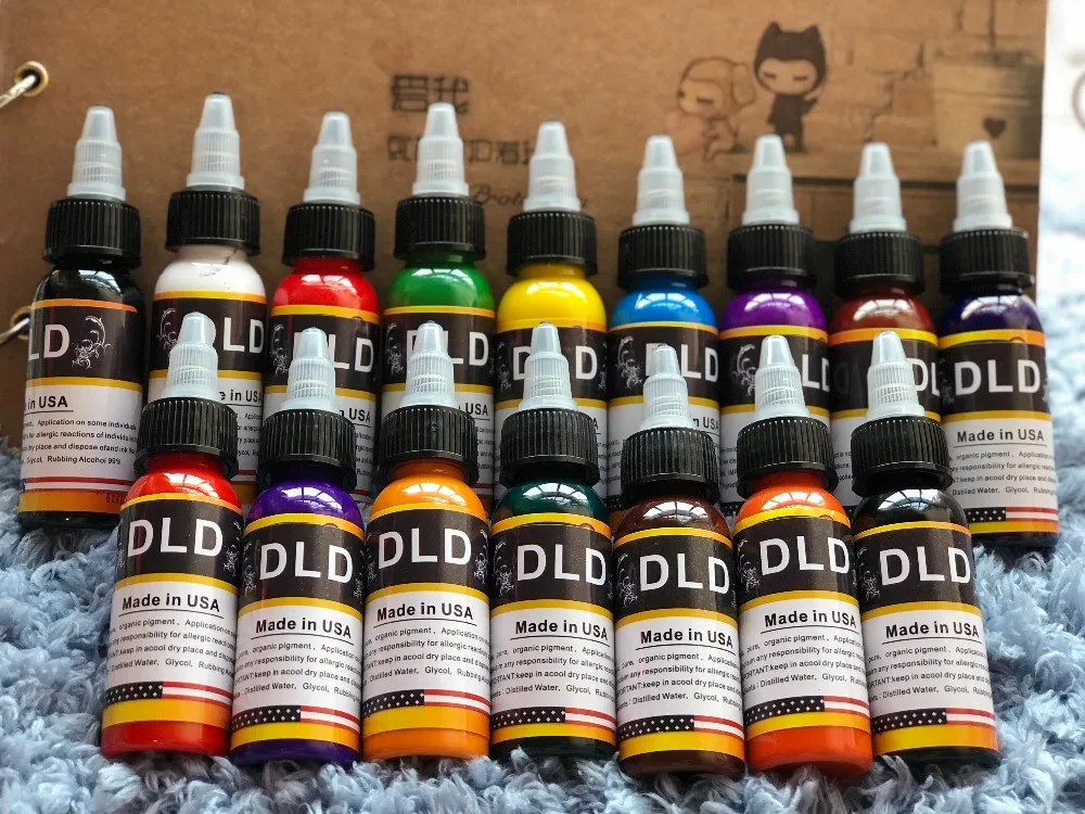 

Top DLD16 Color Permanent Line Professional Tattoo Ink Pigment 30ml / Bottle Body Tattoo Art Supplies Permanent Tattoo Ink 16pcs