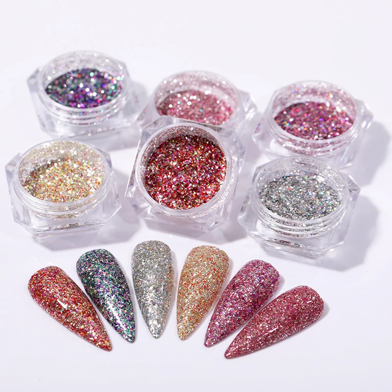 

1 Box Rose Red Holographics Nail Powder Glitter Nail Sequins Pigments Dust Nail Art Flakes Decoration DIY Polish Tools