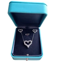 925 silver valentines day set necklace earrings heart shape creative fashion moissanite earrings female moissanite jewelry
