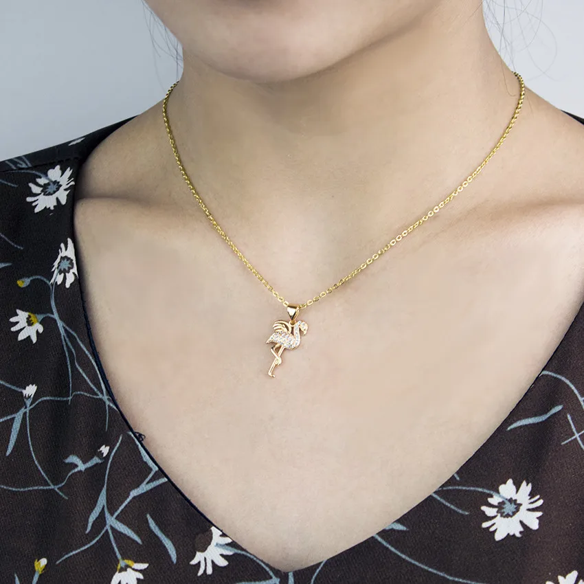 Цепочка Из Нержавеющей Стали с подвеской в виде фламинго|Ожерелья подвеской| |