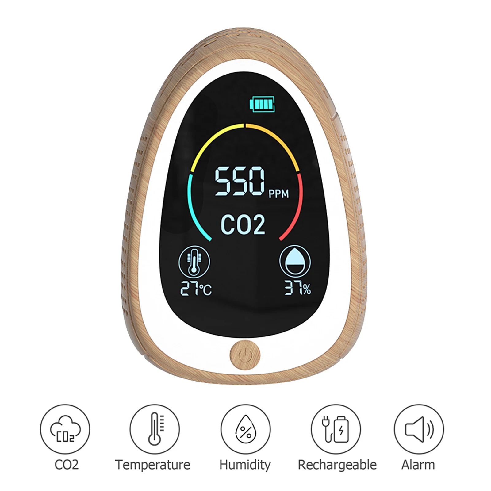 

Контроль качества воздуха CO2 сигнализация детектор с ЖК-дисплей Экран Температура влажности Дисплей углекислого газа Тестер 1400 мА/ч, Переза...