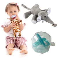 infant baby cartoon plush nipples holder baby boy girl dummy pacifier chain clip plush animal toys silicone pacifier with box