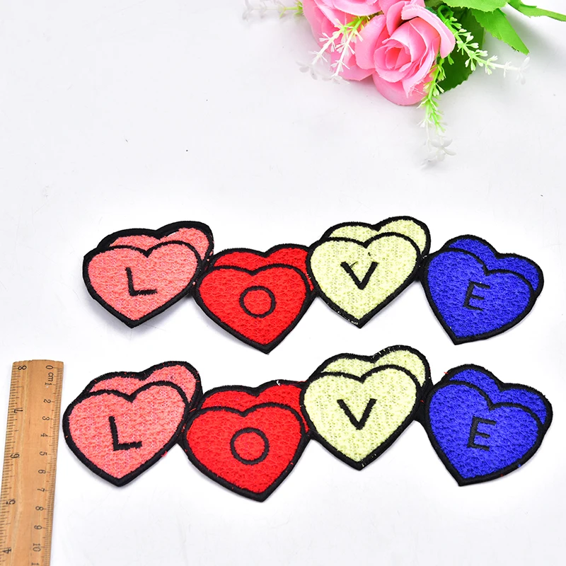Новинка переводная нашивка в форме сердца 5 шт./лот вышитые цветочные нашивки для