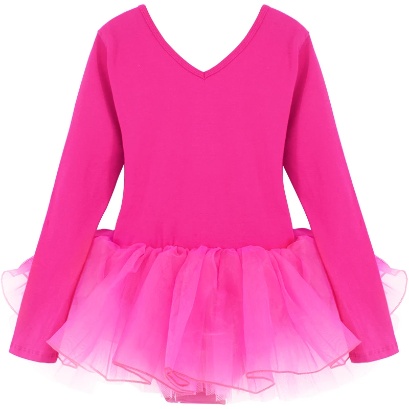 Hot Pink Детские Балетные гимнастические леотарды; платье с лентой на спине; балетная пачка; трико для девочек - Цвет: Hot Pink