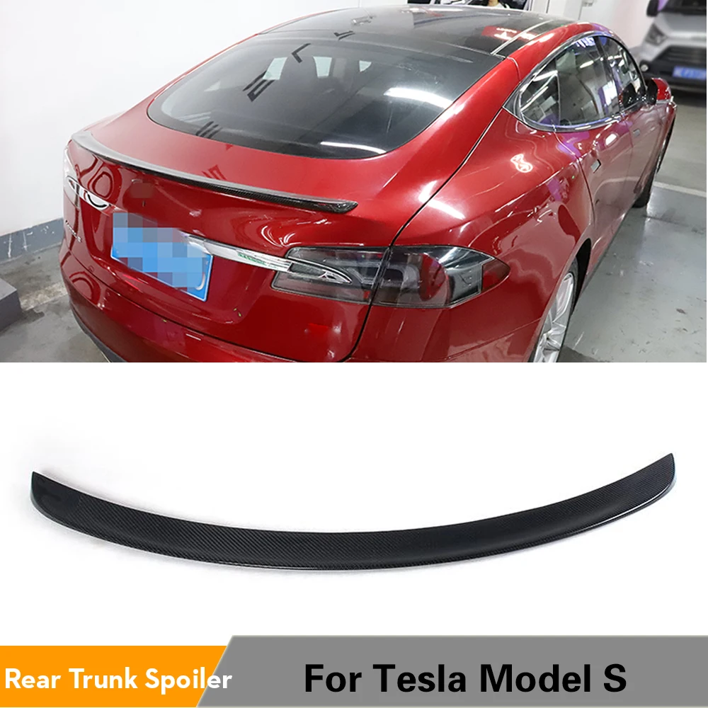 Rear Spoiler For Tesla Model S Sedan 4-Door 2012 - 2019 Rear Trunk Boot Spoiler Wing Trim Sticker Carbon Fiber FRP Matte Gloss