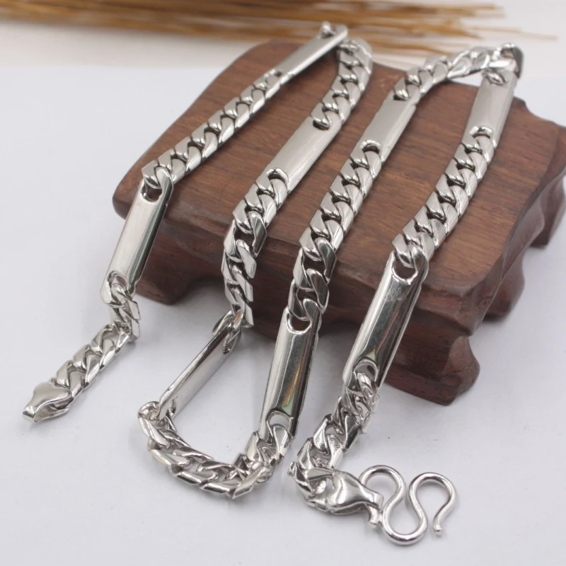 

Sterling S925 Silver Unisex Luck Special Curb Chain Necklace 24"L 8mmW 88.5g