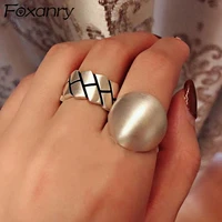 foxanry minimalist 925 sterling silver large ball smooth rings for women new fashion creative birthday party jewelry gifts