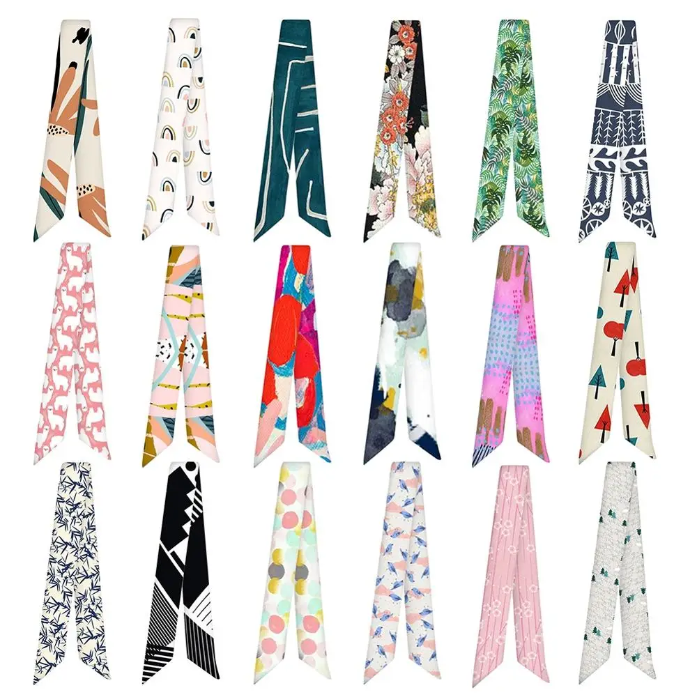 

2020 New Scarf Animal Print Pattern Multifunctional Tie Hand Strapping Ribbon Scarf Fashion Elegant Bag Accessories