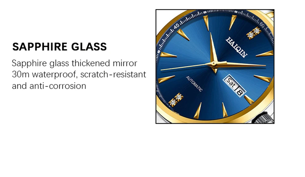 HAIQIN Роскошные Брендовые мужские часы, автоматические часы с датой, мужские механические/деловые часы, мужские полностью стальные водонепроницаемые спортивные часы