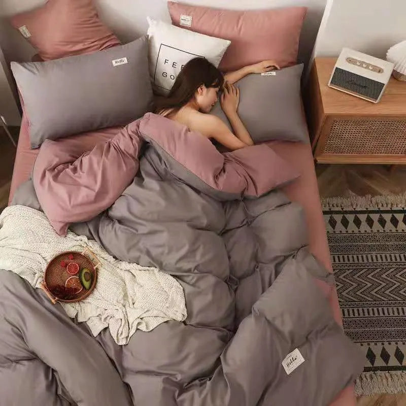 

Luxury Solid Bed Linen Cotton Set Ranforce Bedding Set Twin/Full/Queen/King Size 3/4/PCS Bed Sheet Duvet Cover Set