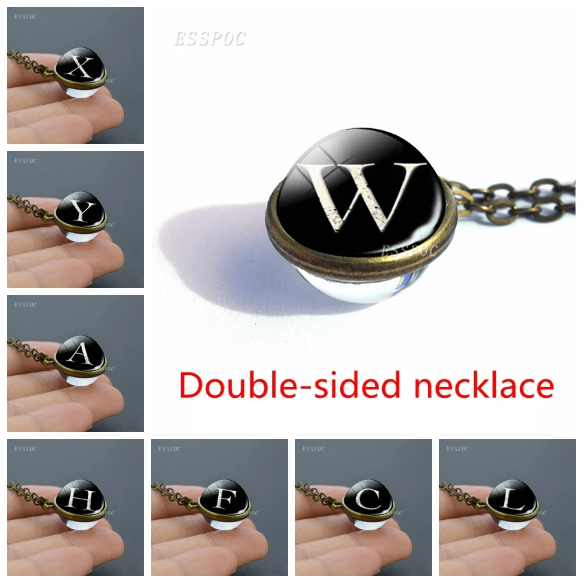 26 букв двустороннее ожерелье со стеклянным шариком Алфавит Бесплатная