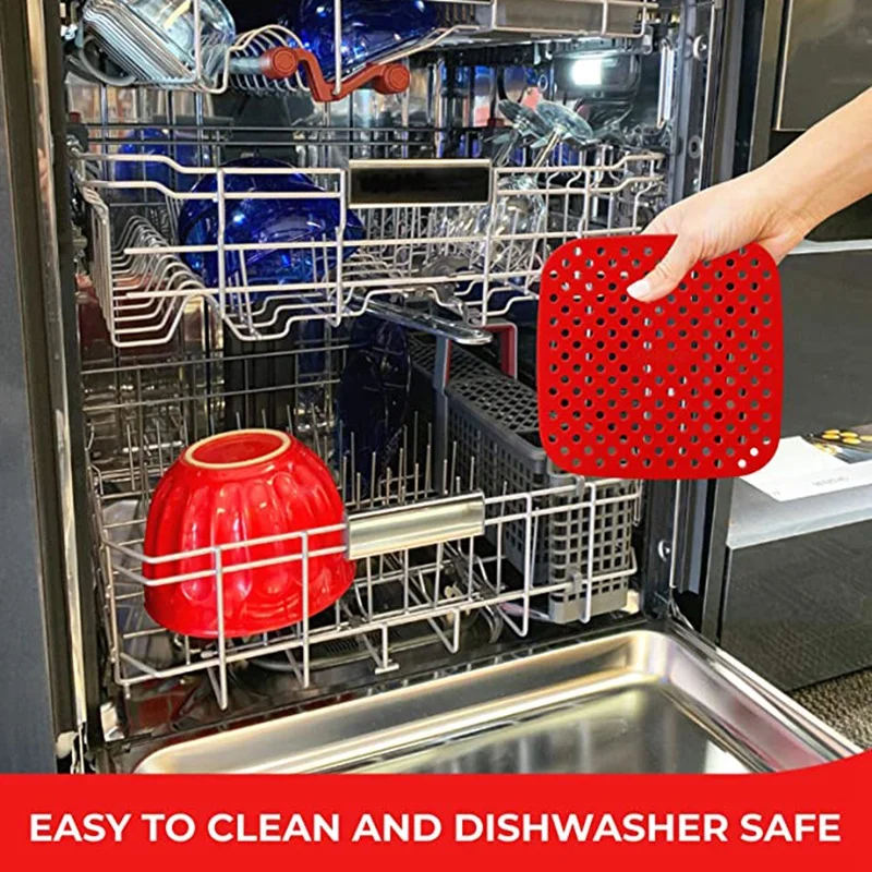 

Reusable Air Fryer Liners - Non-Stick Silicone Air Fryer Basket Mats Air Fryer Accessories
