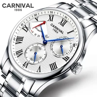 watch men fashion sport automatic mechanical clock mens watches carnival luxury military waterproof watch kinetic energy display