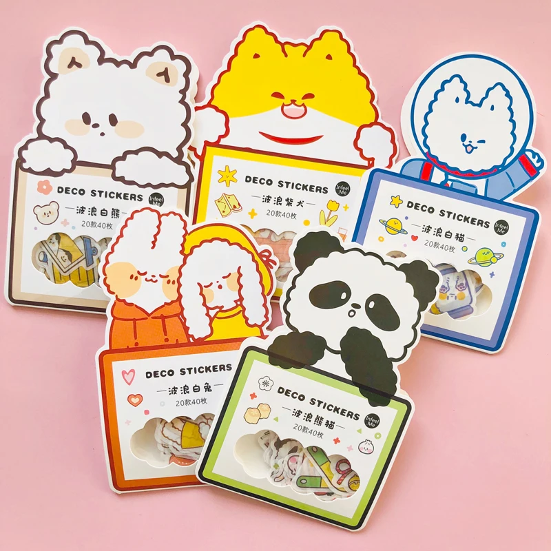 40 детской волны животные панда собака кролик Кошка дневник наклейка ручная