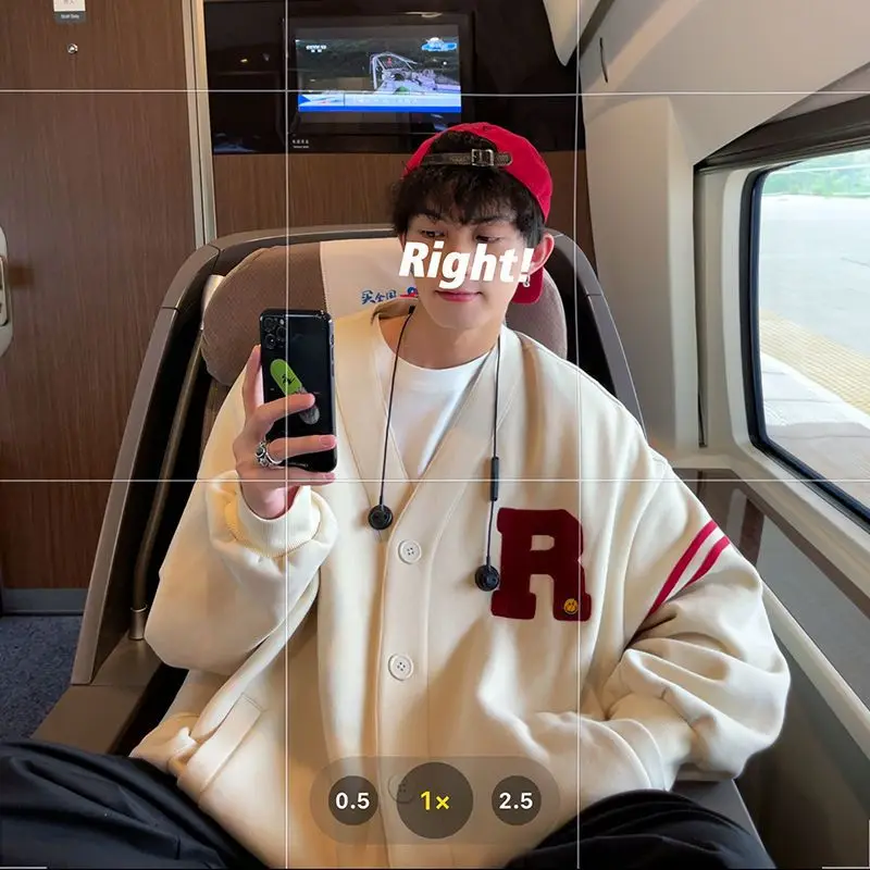 

Винтажный кардиган, свитер для мужчин, куртка без пальто с американским принтом, весна-осень, свободные спортивные куртки-бомберы с V-образн...