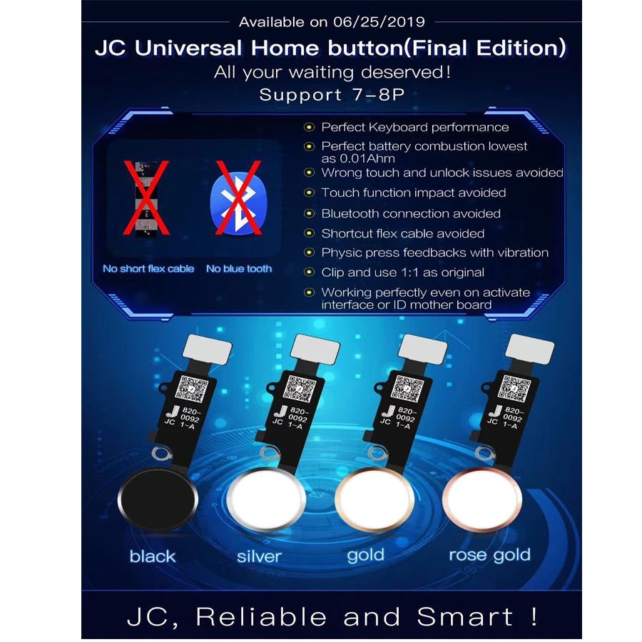 Новая Универсальная Кнопка возврата JC для iphone 7/7 plus/8/8 plus только функция и съемка