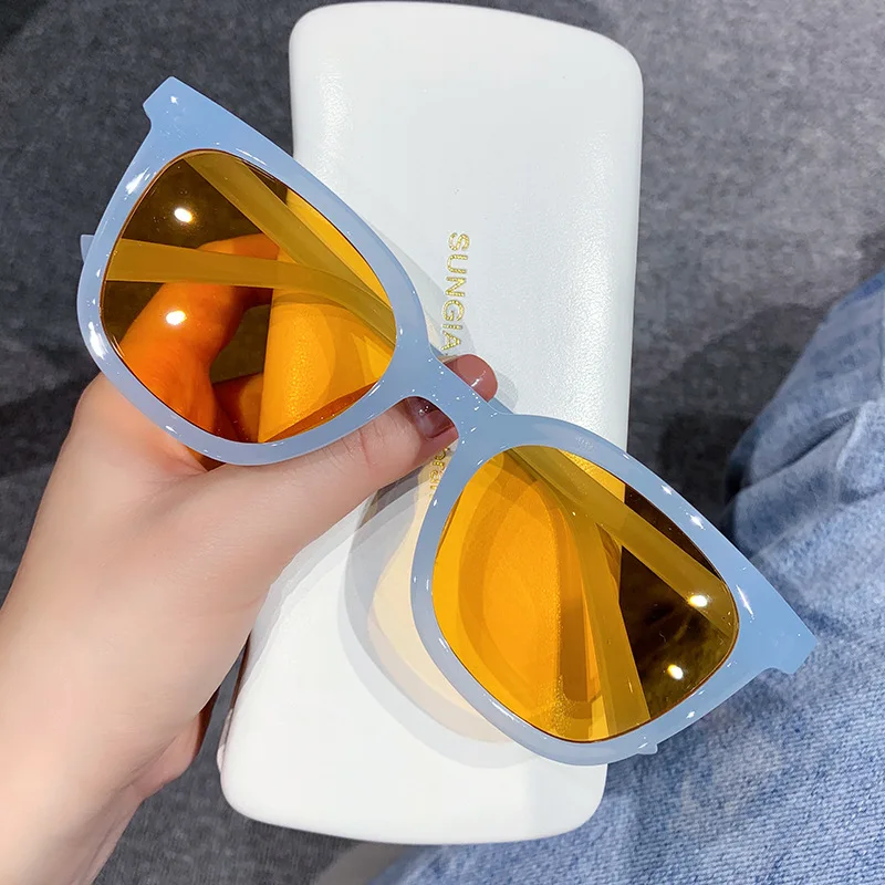 

Square Sunglasses Women Luxury Vintage Retro Rectangle Sunglasses Orange Green Lens Ins style Female Men Eyeglasses gafas de sol