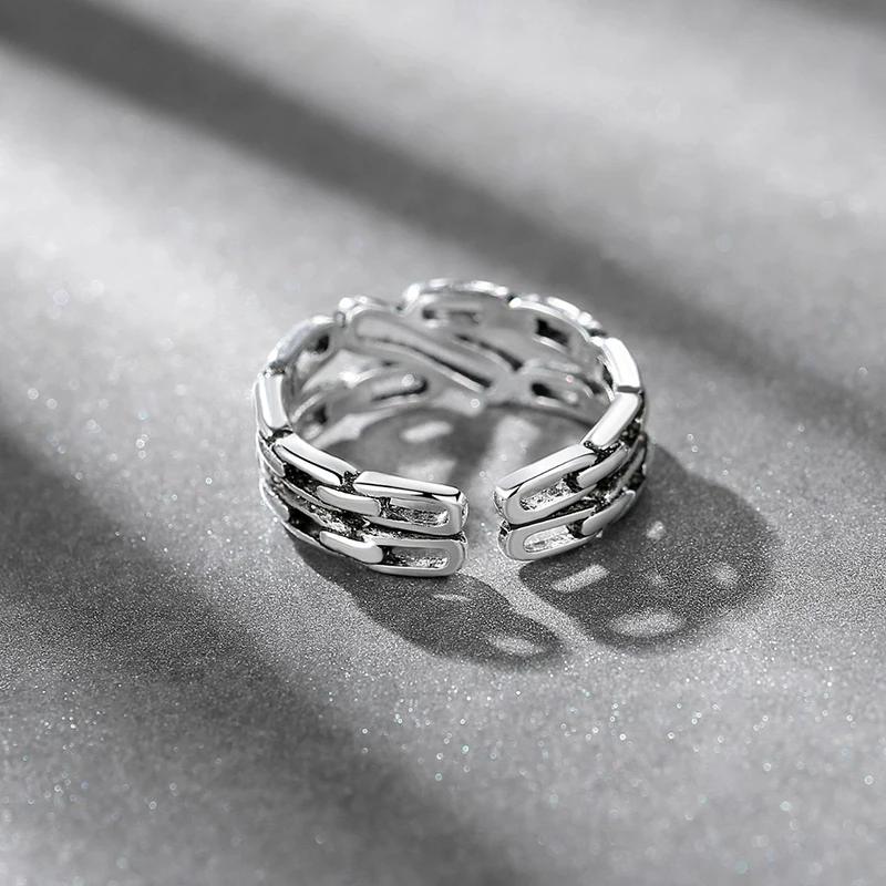 Подлинное серебро 925 пробы Двойная Цепочка кольца на палец для женщин и девочек