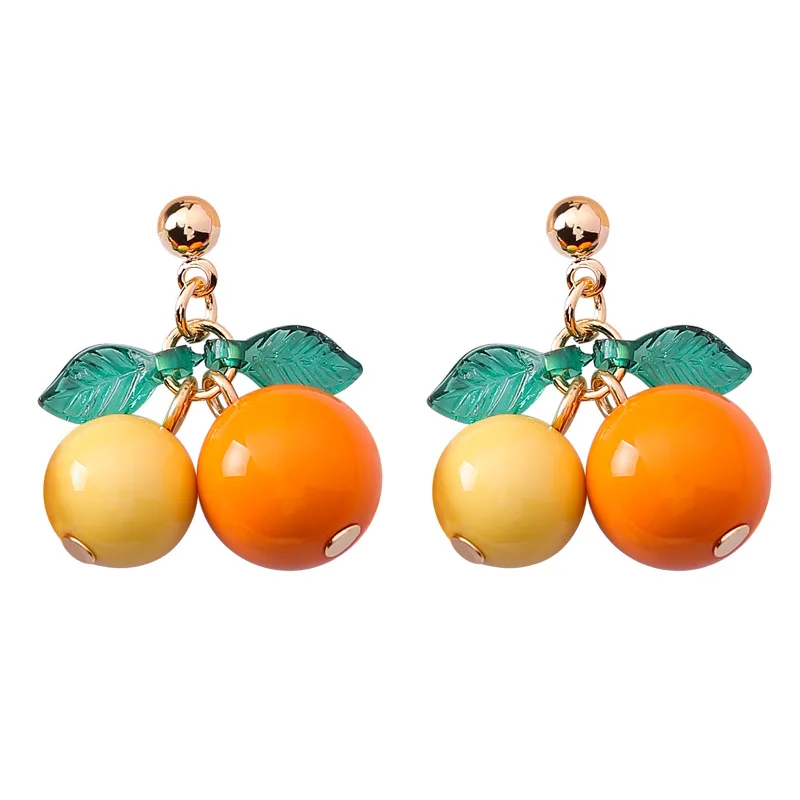 Корейские акриловые милый оранжевый серьги с фруктами Висячие капли Новинка еда
