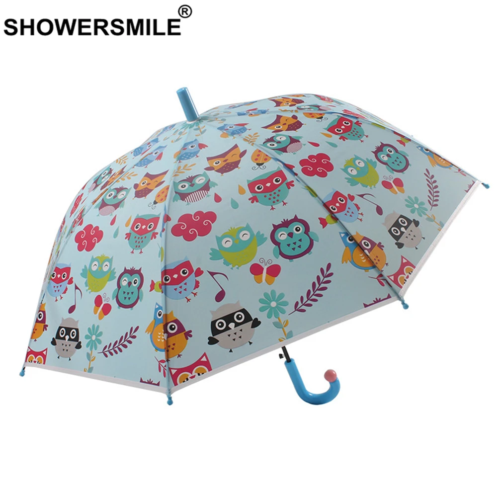 SHOWERSMILE детский зонтик прозрачный животный зонт-Сова детский мультяшный светильник синий детский Солнце Дождь бренд Brolly