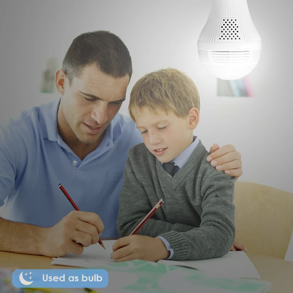 

IP Camera 360 Degree LED Light Wireless Home Security Security WiFi CCTV Fisheye Bulb Lamp camera wifi can used as baby monitor