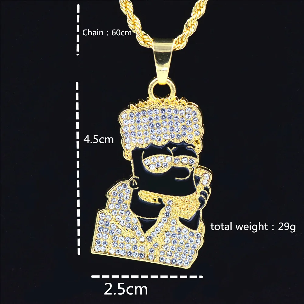 Колье в стиле хип хоп со льдом масляные кристаллы стразы мультяшная фигурка