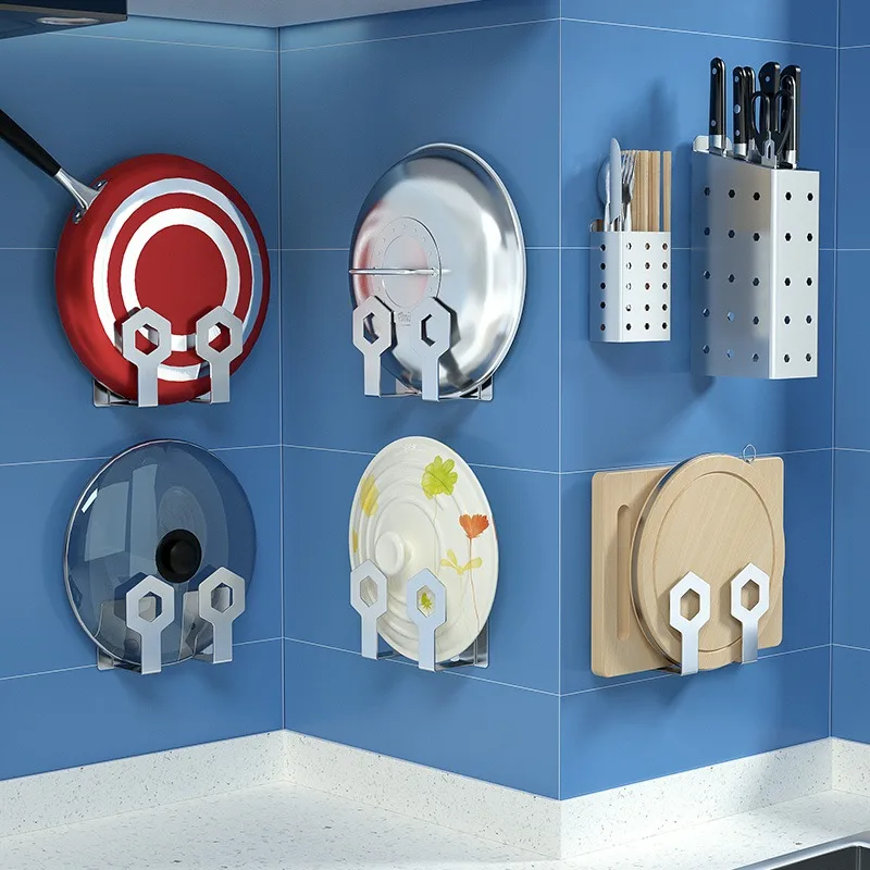 

GY Punch-Free 304 Stainless Steel Kitchen Rack Wall-Mounted Pot Cover Chopping Board Knife Rack Storage Rack