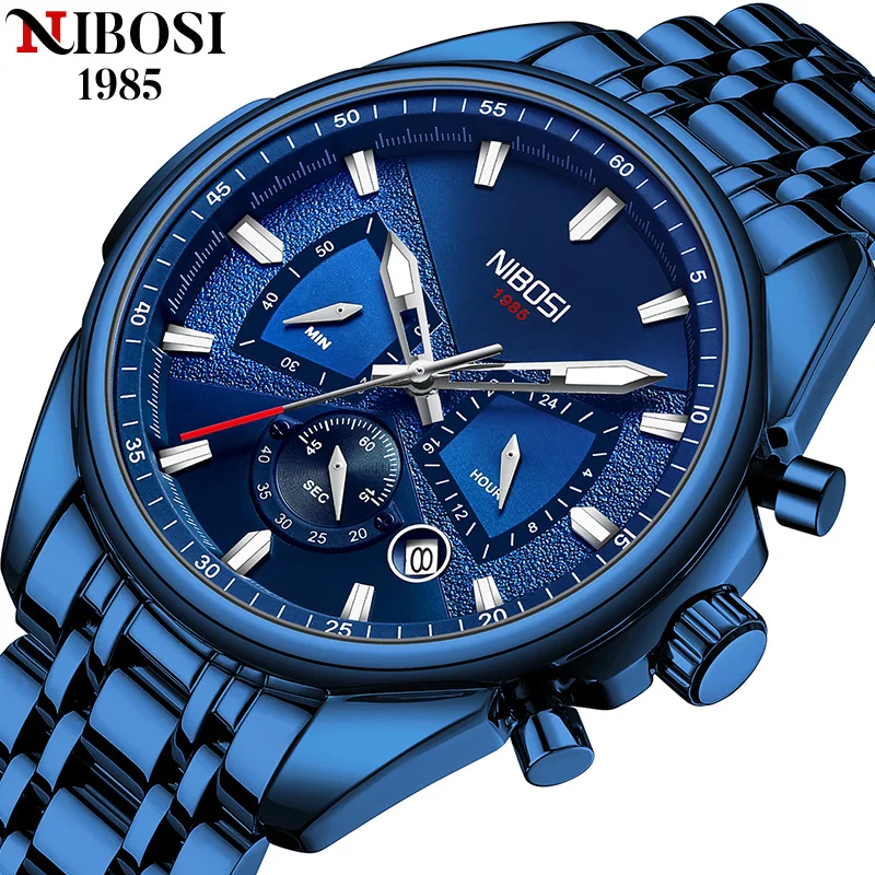 

Relogio NIBOSI Masculino New Brand Luxury Mens Watches Stainless Steel Chronograph Business Quartz Watch Men Relojes Para Hombre