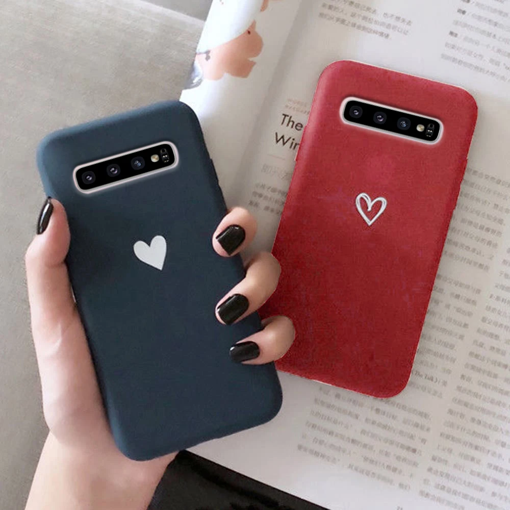 LAPOPNUT Cute Matter Love Heart Pattern Ultra Slim Couple Case for Samsung Galaxy S9 S10 S8 Plus S7 Edge Note8 Note9 TPU Cover |