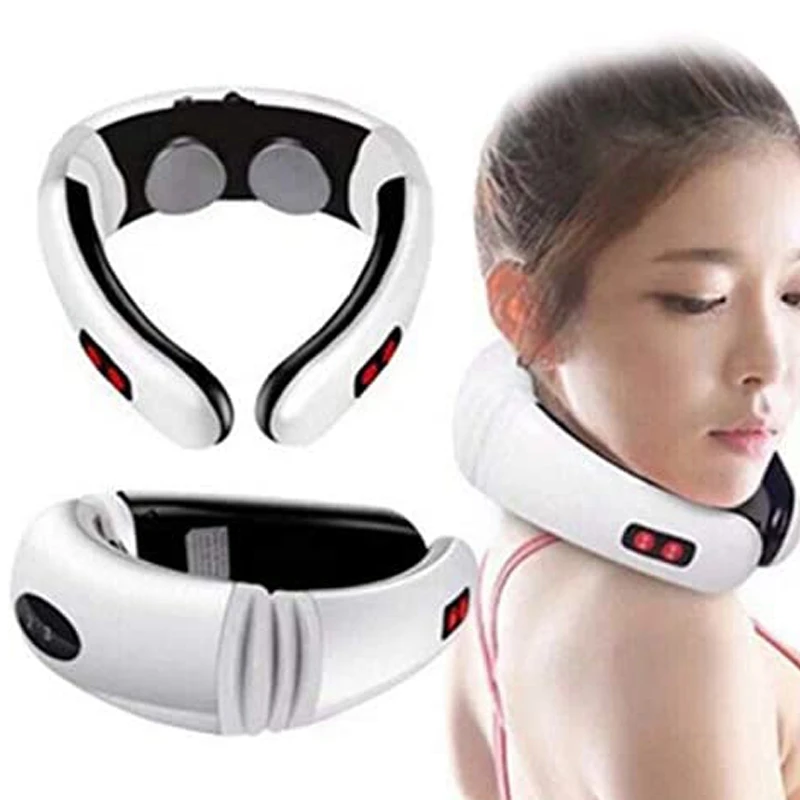

USB Rechargeable Pulse Neck Massager Cervical Vertebra Heating Impulse Pain Relief Device Acupuncture Physiotherapy Tool