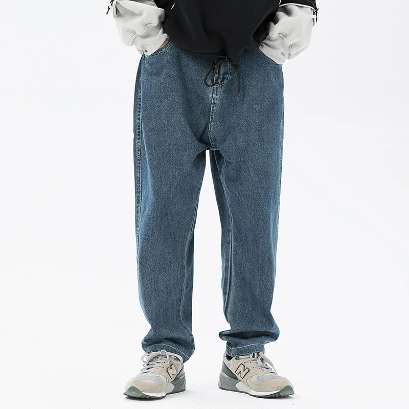 

Для мужчин Винтаж Повседневное Прямые джинсы мужской уличная одежда в стиле «хип-хоп», свободные, широкие в ноге, джинсовые свободные брюки ...