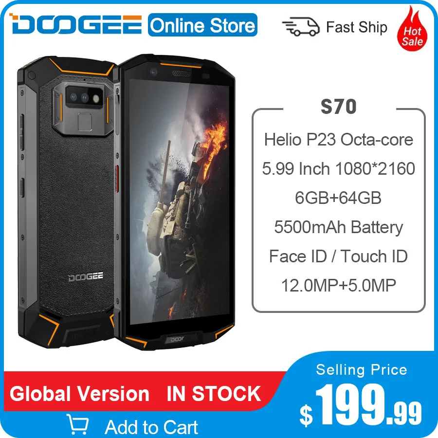 DOOGEE S70 P68/IP69K Водонепроницаемый для телефона с мотивами игр Беспроводной зарядка