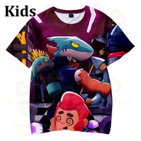 shark leon star game fashion anime t shirt children cartoon t shirt casual cool streetwear tshirt hip hop top tee male