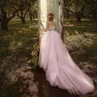Садовая розовая длинная фатиновая юбка для невесты со шлейфом, свадебная фатиновая юбка на молнии, Женская сетчатая юбка на заказ