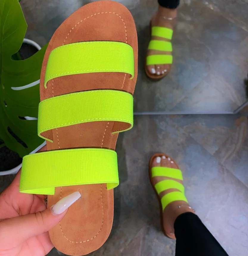 Модные дикие двойные тапочки Сезон весна-2020 года Новинка Женские летние сандалии