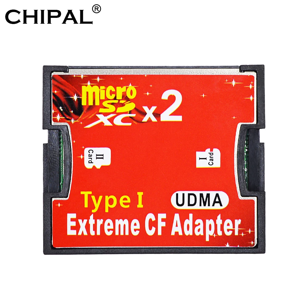 Адаптер CHIPAL с двумя слотами для карт MicroSD TF на CF Micro SD SDHC SDXC адаптер типа I UDMA