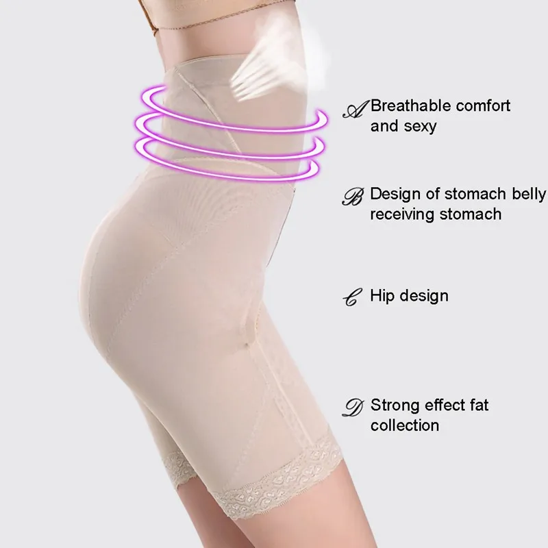 

Women Shapers Panties Breathable Back-off Hip-lifting High-waist Belly Pants Body Shaping Pants Large Size Belly Pants Boxer