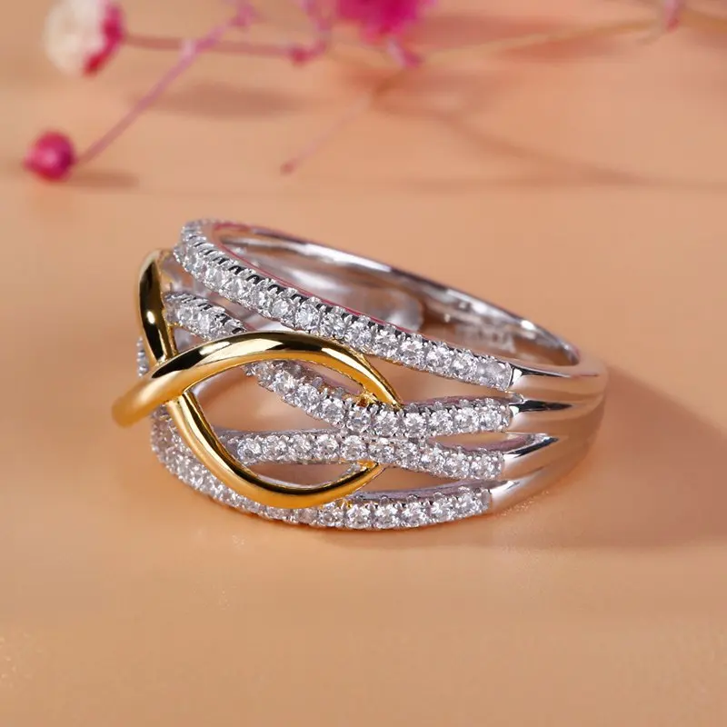 

New product explosion bohemian accessories European and American fashion ladies gold-plated rings two-tone wedding rings