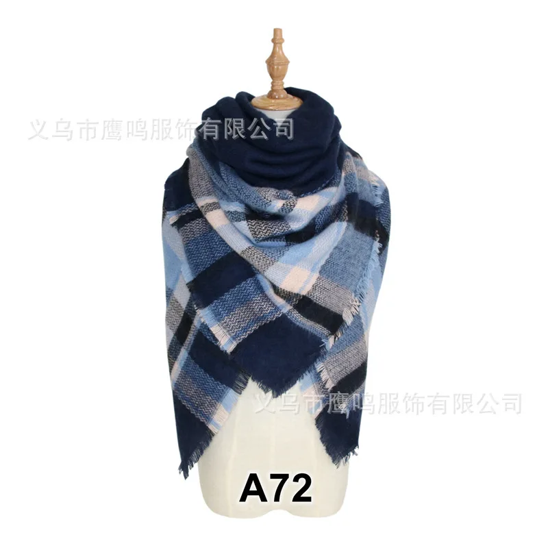 Зимний кашемировый треугольный шарф женский палантин, одеяло кашемировый длинный решетчатый платок-шаль из пашмины шарфы для женщин - Цвет: 25