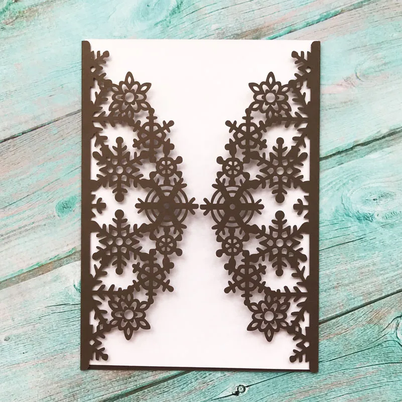 

35PCS Laser Cut Winter Snowflake Wedding Invitation Cards Sets Greeting Card Customize Business RSVP Kits Event Party Supplies
